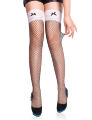 Чулки черные в сетку с белым ажурным верхом Star Night Sexy Stocking