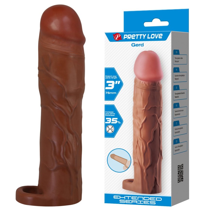 Удлиняющая насадка презерватив Pretty Love - Gerd 3" Brown, BI-026258-1