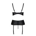 Корсет з відкритими грудьми Passion JANNIES CORSET XXL/XXXL black, стрінги в наборі