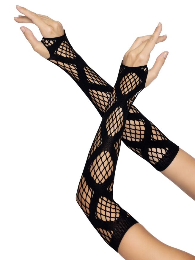 Leg Avenue - Faux wrap net arm warmers - Длинные перчатки без пальцев с узором, O\S (чёрный)
