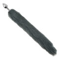 Анальна пробка з хвостом EGZO - Fox Tail Silver Plug Light Gray, size S