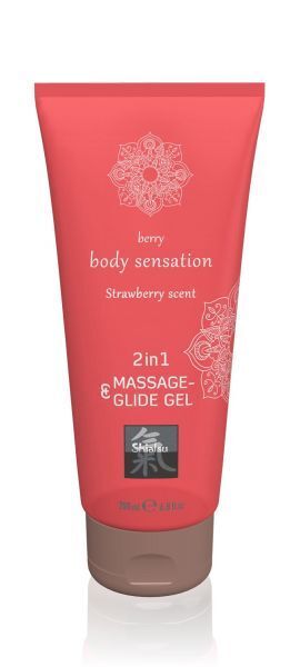 Лубрикант и массажное масло Massage&amp;Glide gel 2in1 Strawberry scent, 200 мл