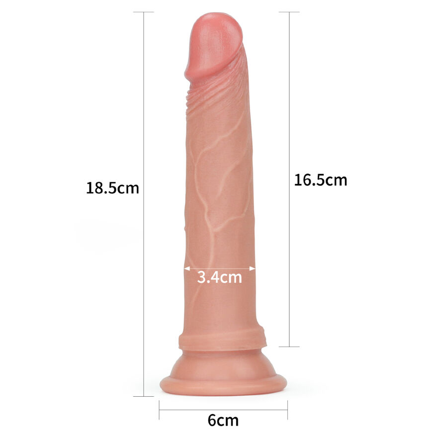 Сверхреалистичный фалоимитатор - Dual-Layered Silicone Cock 7" Flesh